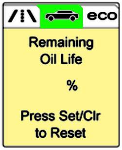 engine oil life light reset